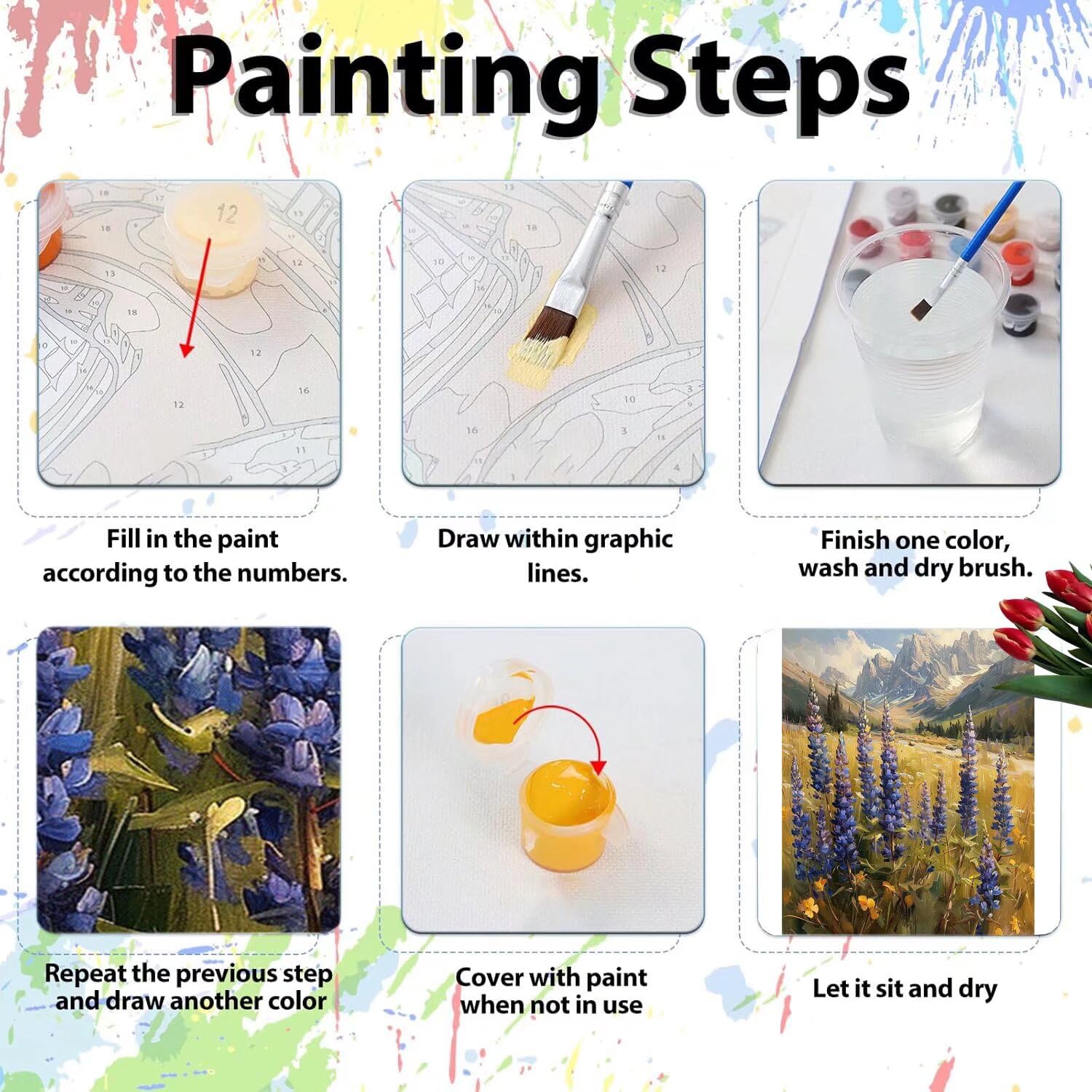 Pintar por Numeros Adultos pintar por numeros niños manualidades niños 10 años, DIY Pintar por Números de Pincel y Pintura acrílica Decoraciones para el Hogar Manualidades, sin Marco 60x80cm C-148
