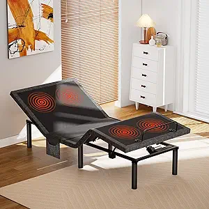 AMADA HOMEFURNISHING Adjustable Bed Frame with Massage, Twin XL Adjustable Bed Base with 4 USB Ports & Under-Bed Night Light, Head & Foot Incline, Electric Bed Frame with 4 Height Options, 01B-TXL1