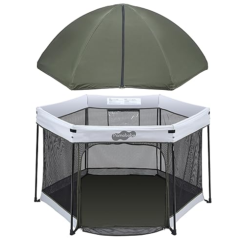 Pamo Babe Corralito portátil y plegable de 6 paneles para bebés, corralito de viaje al aire libre para bebé con toldo (negro) disponible en Yaxa Colombia