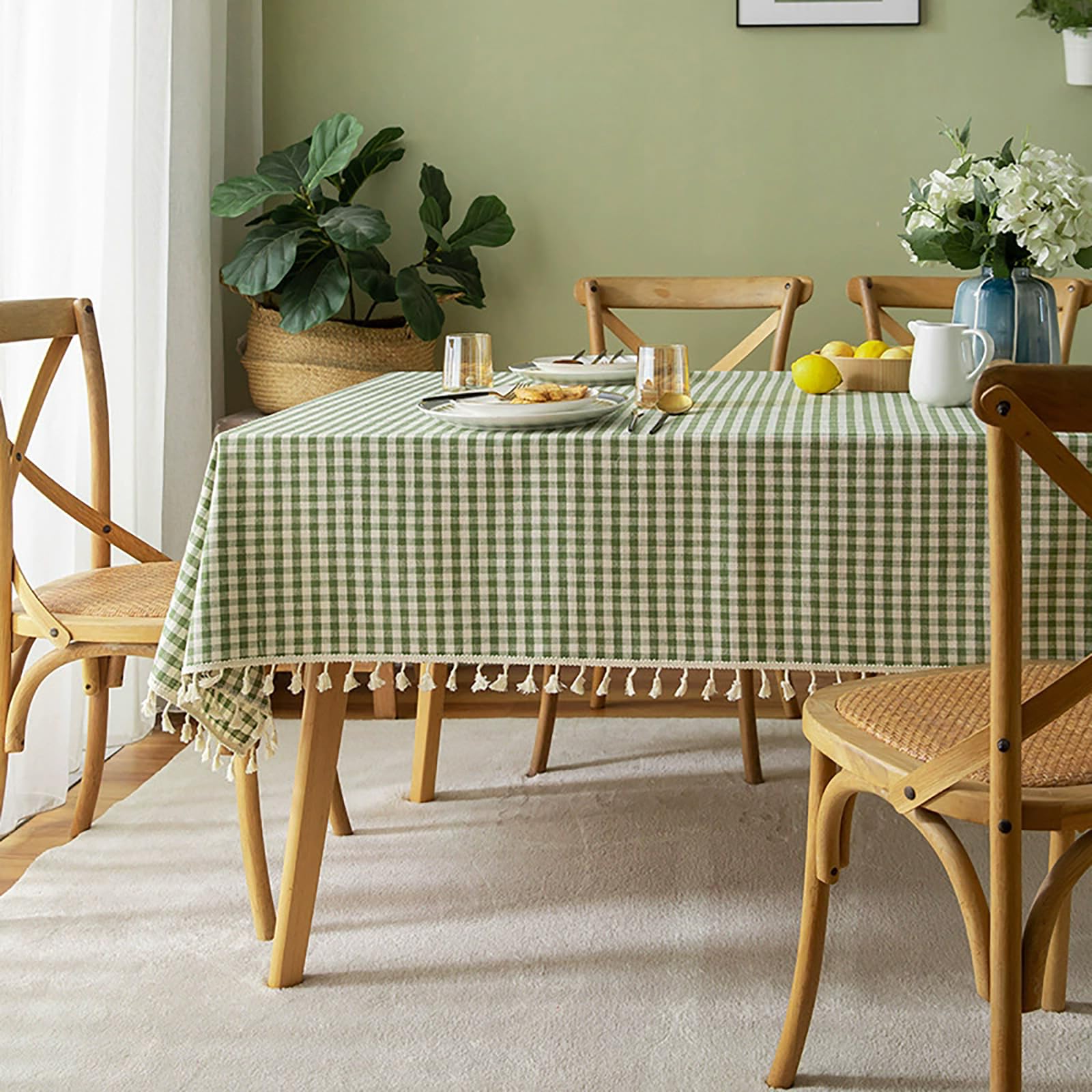 ENWIND Rustic Plaid Tablecloth Table Cover for Kitchen Breakfast Nook