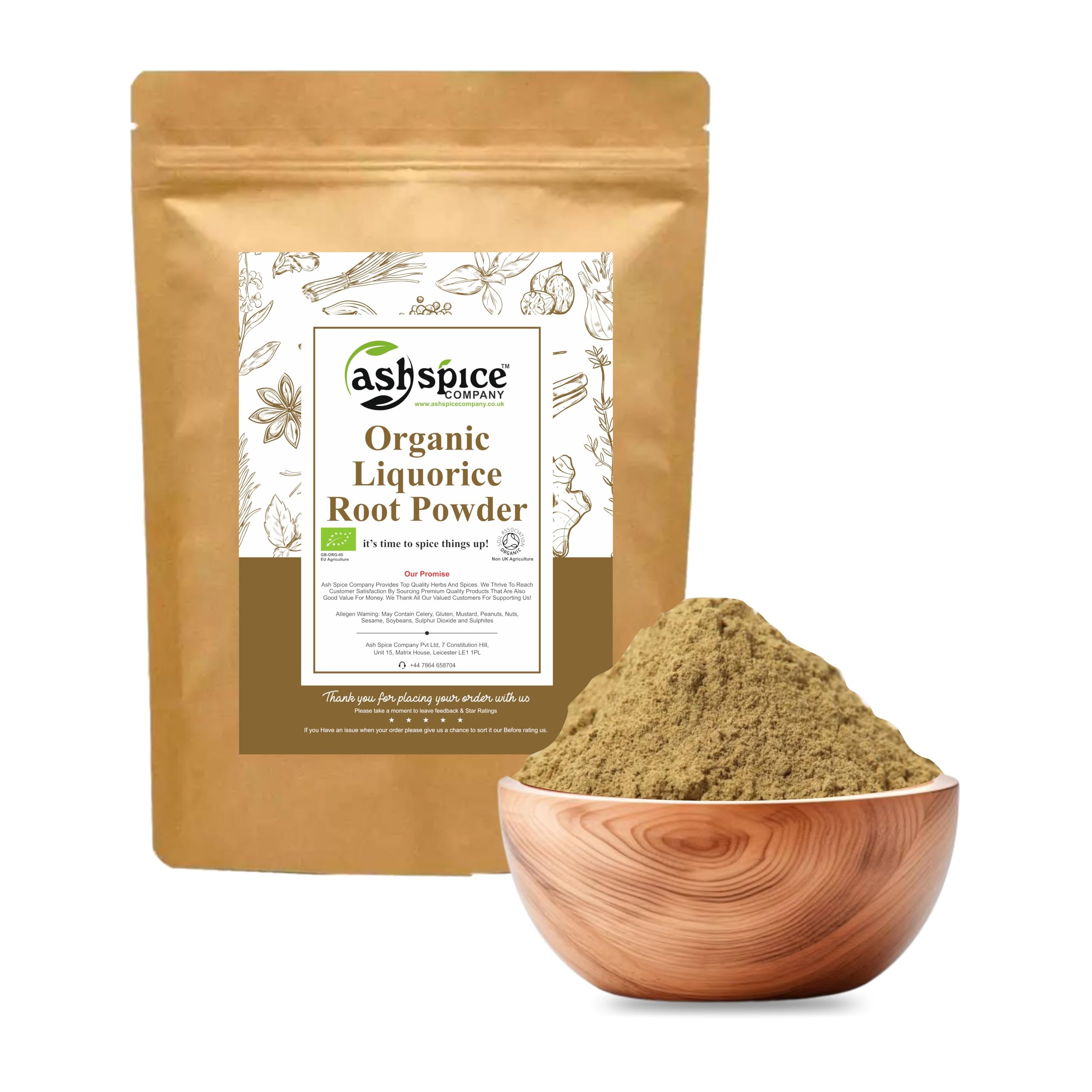 Organic Liquorice | Licorice Root Powder Premium Quality Certified by Soil Association by Ash Spice Company 50g-1900g (1900g)