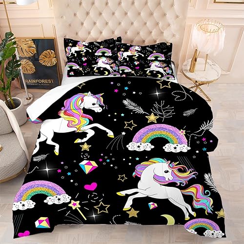 VTKON Black Girl Magic - Juego de edredón de tamaño King con palabras coloridas para mujeres, afroamericanas, 1 edredón + 2 fundas de almohada