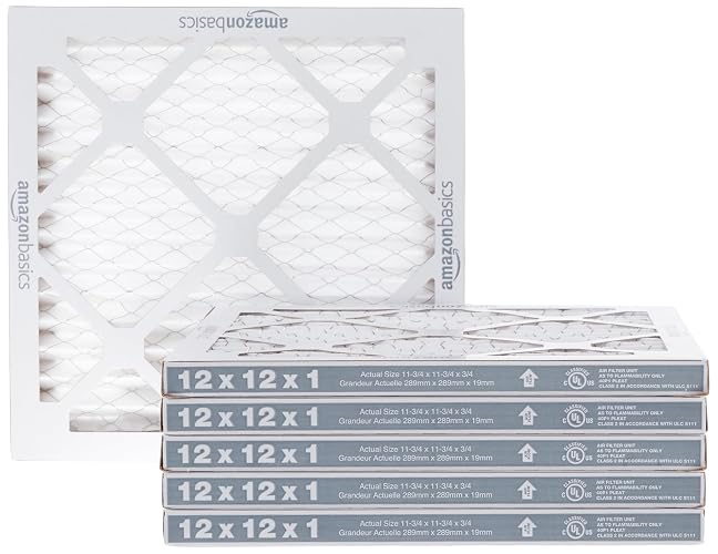 Amazon Basics 12x12x1 Air Filter 6-Pack, MERV 11 AC Furnace Filters, Dust, Pet, Allergen Control , Removes Pollen and Lint (Actual Size: 11.75" x 11.75" x 0.75")