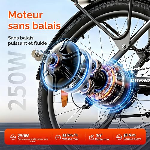 GaleRun Vélo Électrique Femme/Homme Frein hydraulique 26' |7vitesses Urban Commuter,3Modes Conduite vélo électrique avec Batterie 36v13ah remplaçable,25km/h,portée max120km Urban Commuter Gris - 6