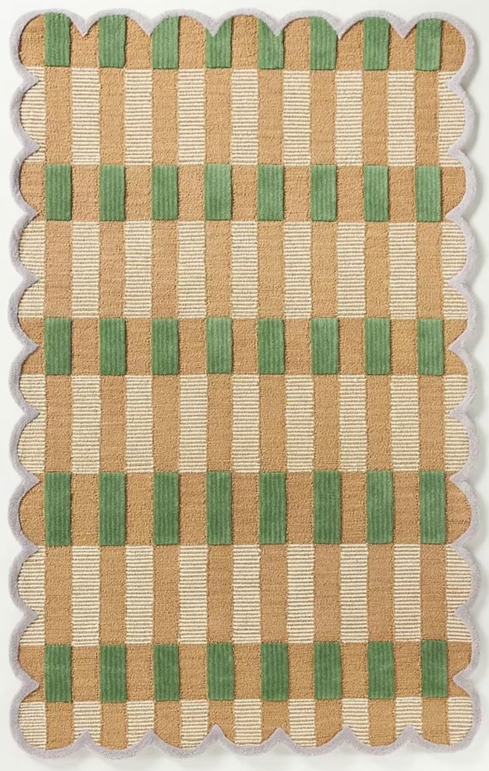 RUG LEGACY IN Scallop Wool Hand-Tufted Area Rug – Luxurious Modern Accent Rug for Bedroom, Living Room & Hall (Green, 7 x 10 Feet)