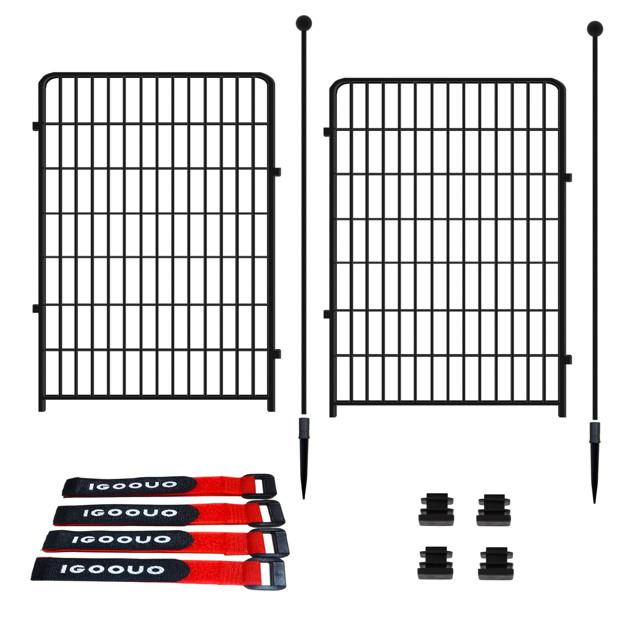 IGOOUO Dog Playpen Indoor/Outdoor 91.5cm High,Portable Metal Dog Fence with Easy-Carry Straps,Dog Pen play Pen for Medium/Large Dogs,Portable Pet Playpen for Camping RV Yard (2 Add-on Panels)