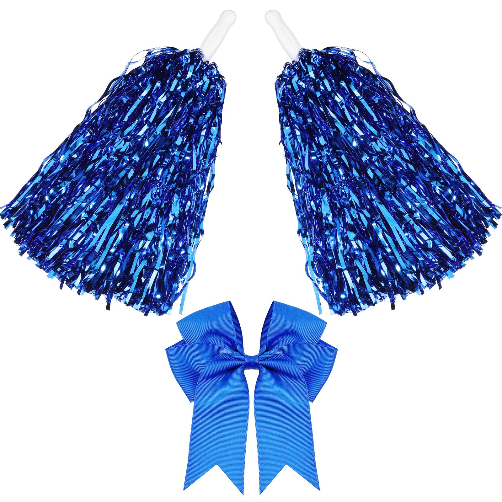 Hotop 3 Pcs 10 in Cheerleading Pom Poms and Large Cheerleader Hair Bow Cheer Pompoms Cheerleading Accessories for Sport Events Dance Party Basketball