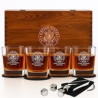 Vista 12 de Juegos militares personalizados, decantador grabado personalizado y 4 vasos escoceses, ejército, azul marino, fuerza aérea, guardia costera