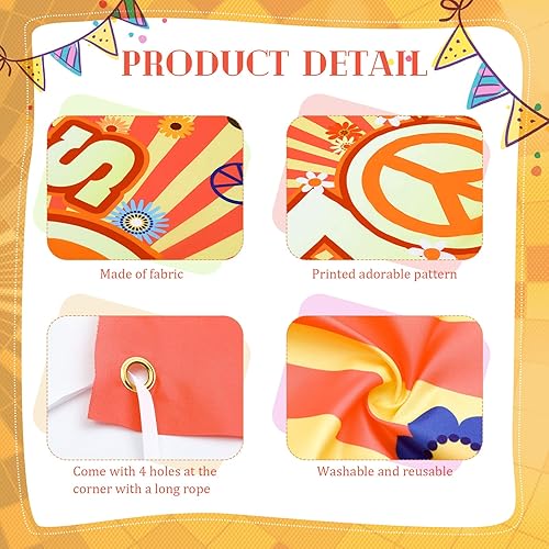 Miniatura 6 de Remerry Telón de fondo de fiesta de discoteca de los años 70, decoraciones de fiesta de los años 70, decoraciones de fiesta hippie Groovy, letrero