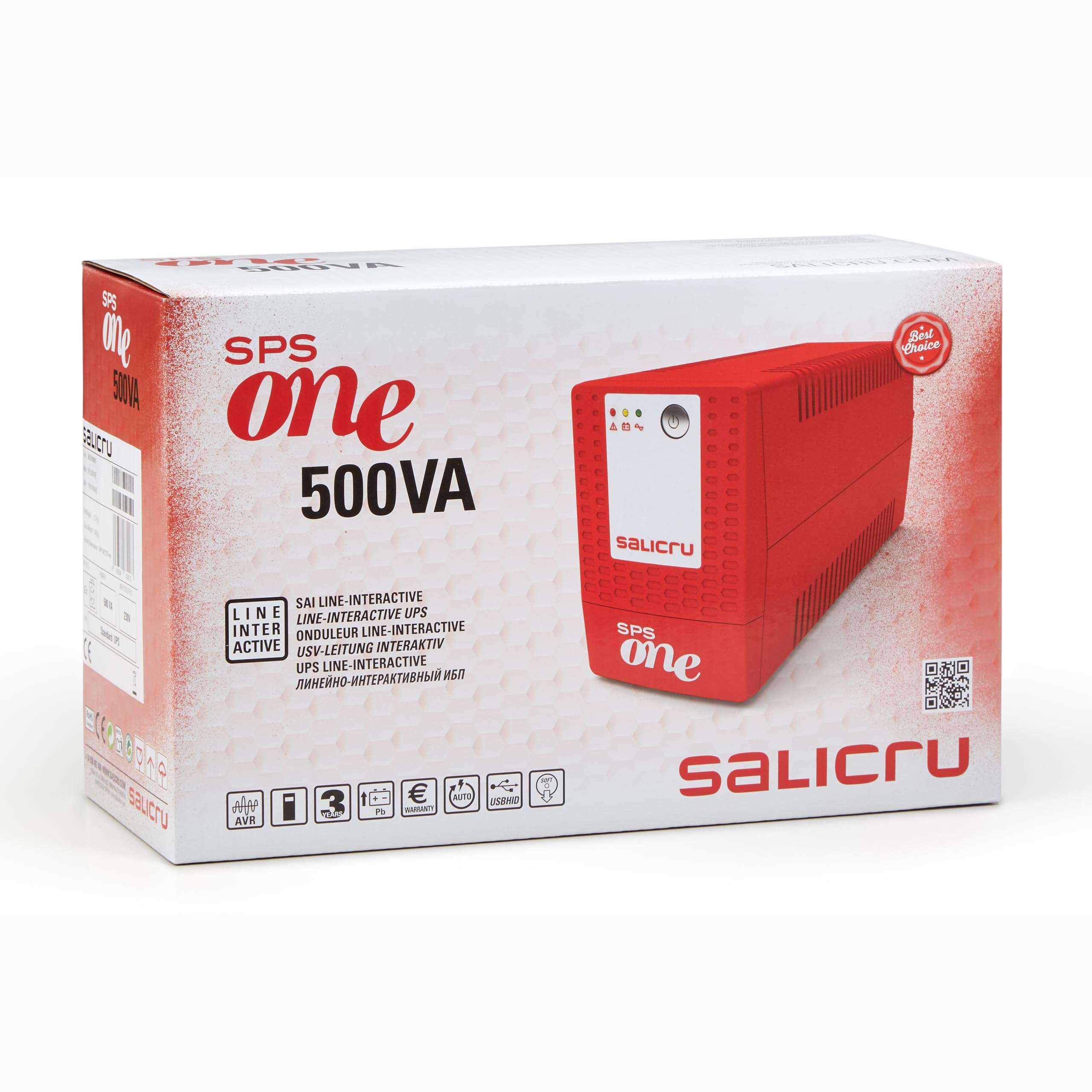 Onduleur Salicru SPS 500 One IEC (500VA/250Watts) - Line-Interactive 4 Prises IEC USB Protection Surcharge Garantie 3 Ans
