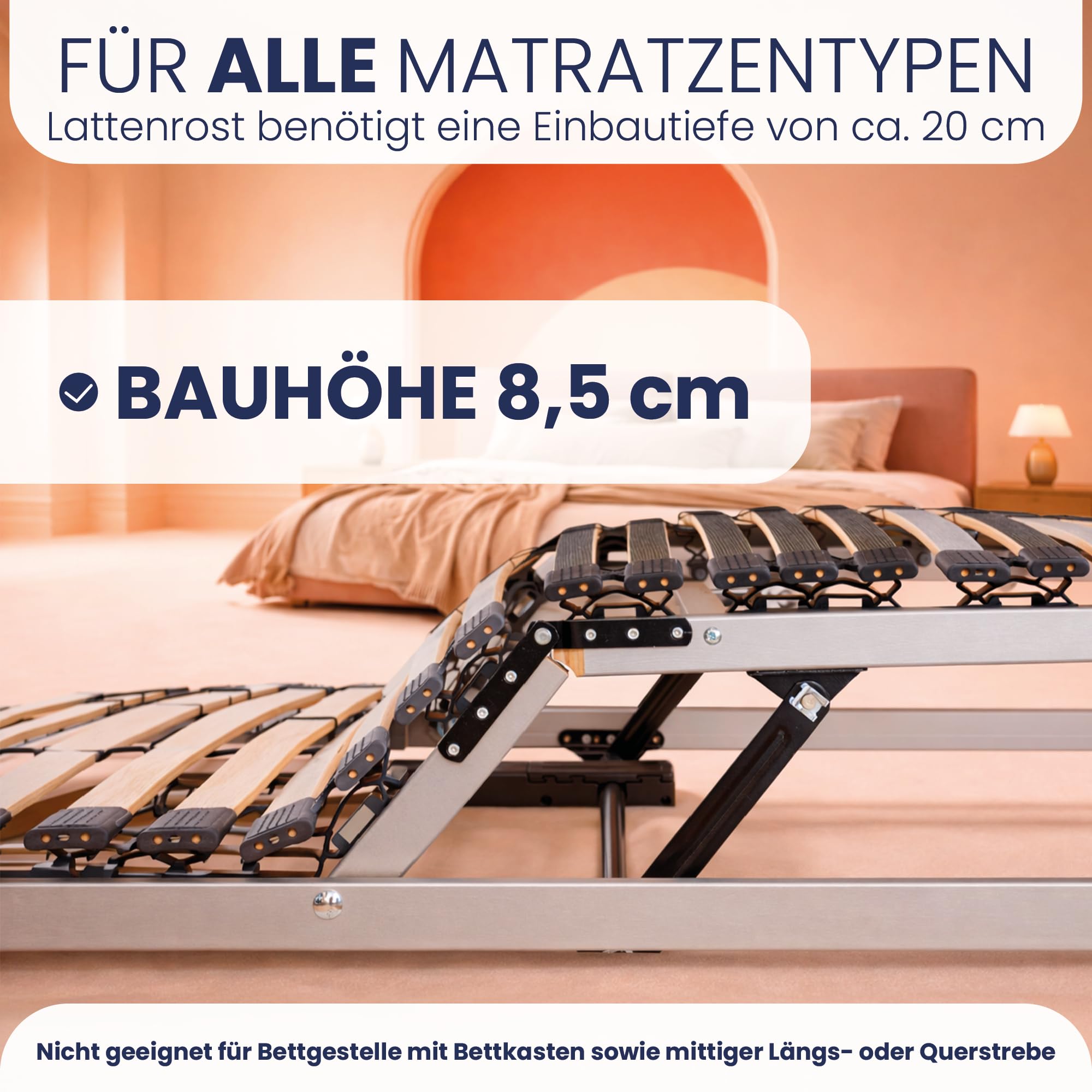 BeCo Luxus E-Move elektrischer Lattenrost 120x200 cm - Kopf- & Fußteil elektrisch verstellbar - 7-Zonen - 28 Federholzleisten - montiert - TÜV geprüft - Made in Germany