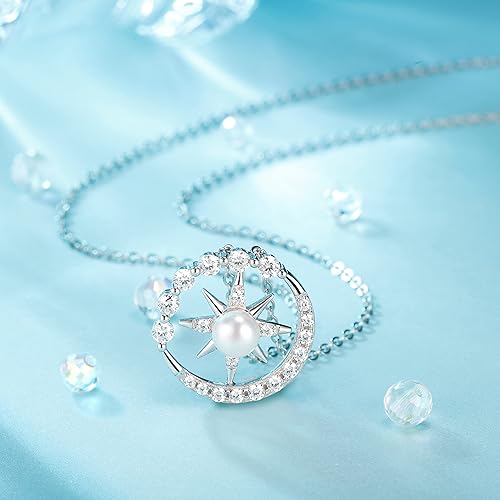 Miniatura 4 de Collar de perlas, brújula, regalo para esposa, joyería fina, aniversario de boda, plata de ley S925, colgante de Navidad, Día de la Madre, regalos