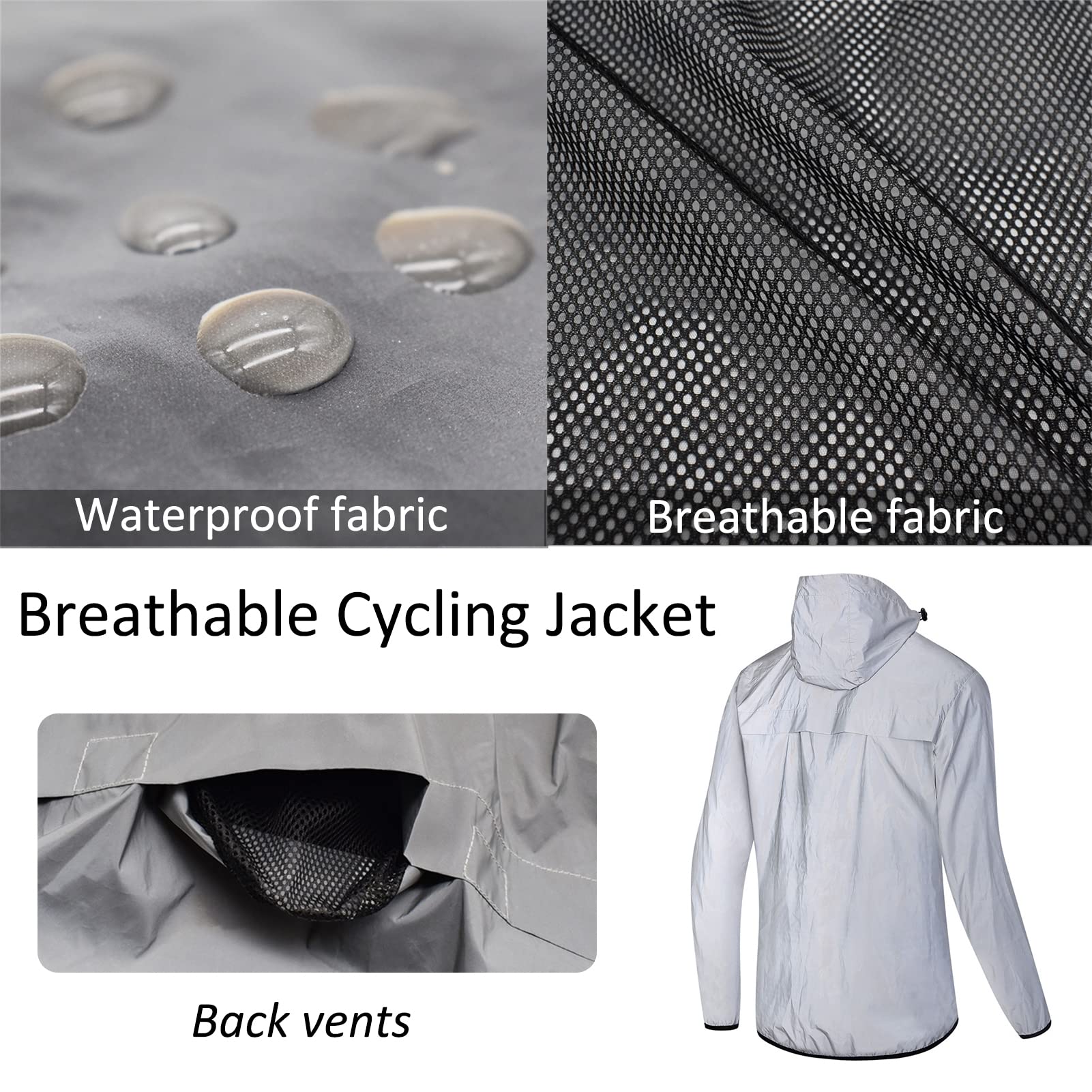 Chaqueta Reflectante con Capucha y Cortavientos Impermeable para Hombres Mujeres Ciclismo Senderismo Correr Hip Hop Chaqueta de Seguridad