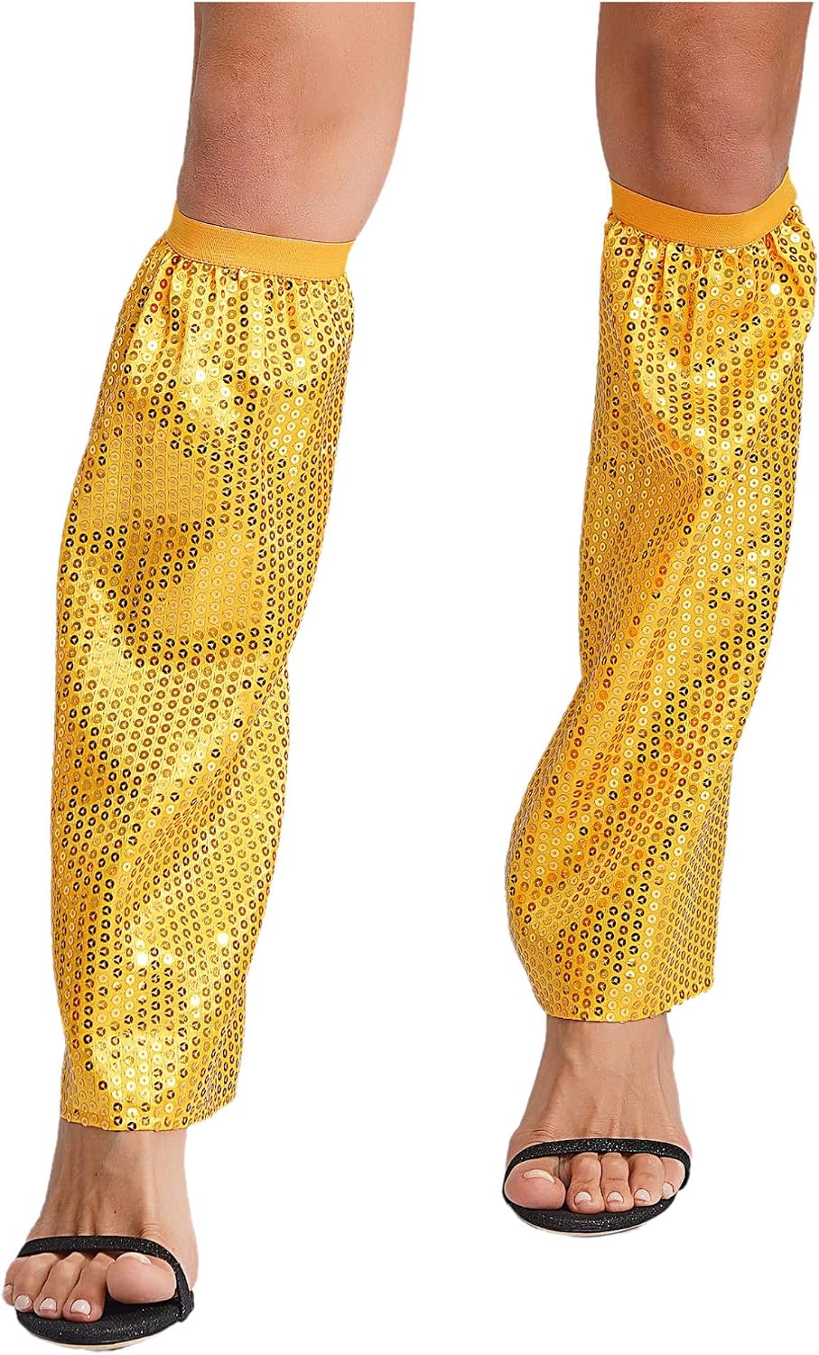 Agoky Women's Sequin Leg Warmers Shiny Leg Sleeves Rave Dance Boot Covers Stretch Accessories