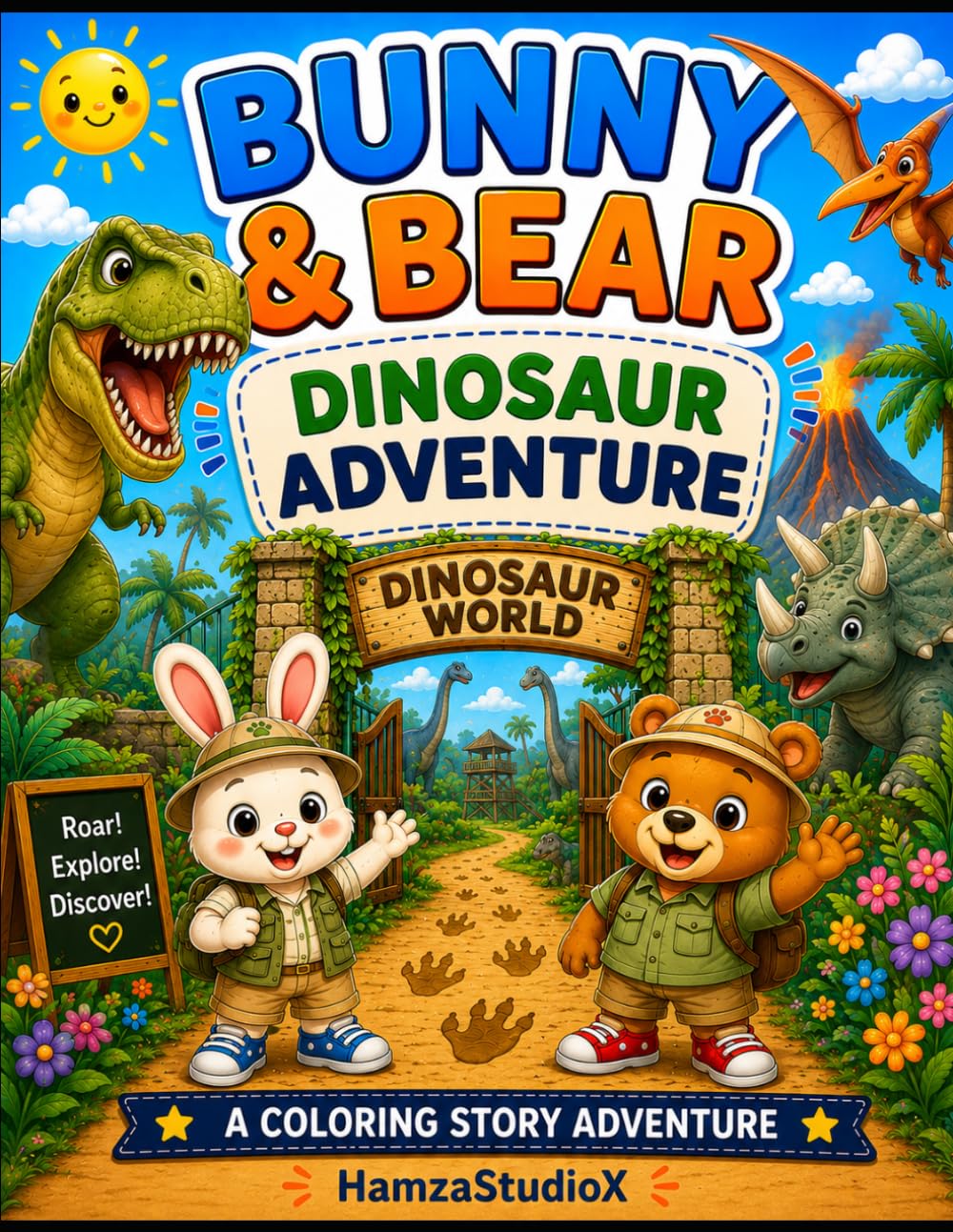 Bunny & Bear Dinosaur Adventure: A Fun Coloring Story About Dinosaurs, Discovery, and Adventure (Bunny & Bear Adventures)