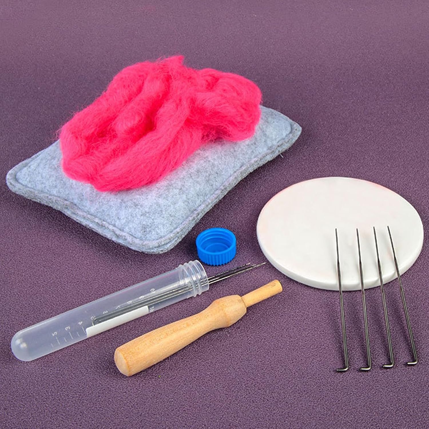 ECVGHD Felt for Beginners Needle Felt Kits Dolls Tool Kits Art and Needle Felting to Weave Roving Knitting Bag for on the Go
