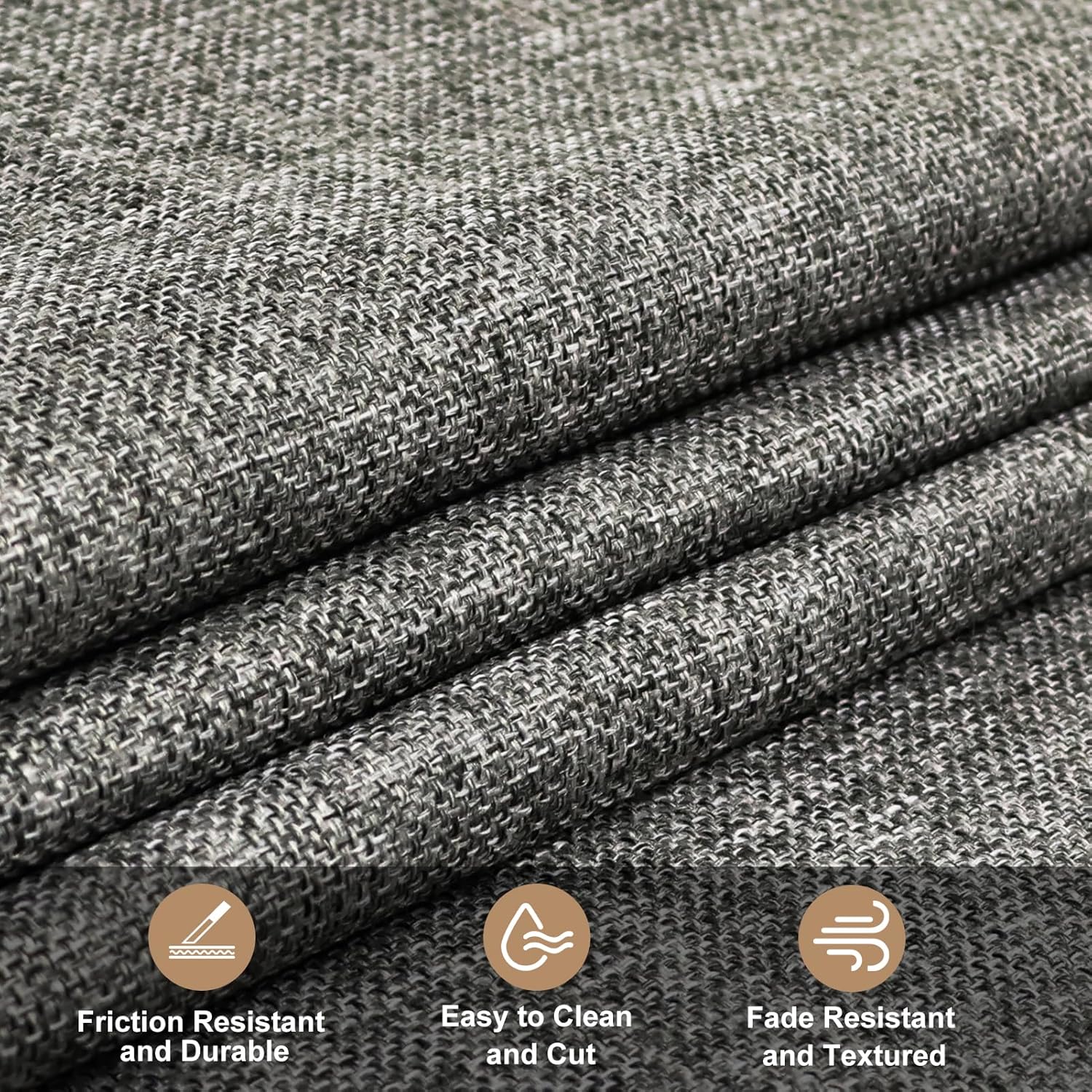 Heavy Linen Fabric 80x57 Inches, 1.2mm Thickness, Plain Solid Color Cloth for Embroidery, Clothing, Sewing - Linen Texture Material (Dark Grey)