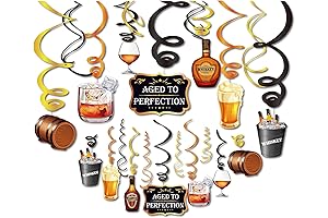 30ct Whiskey Hanging Swirl Decorations, Cheers and Beers Birthday Party Ornaments
