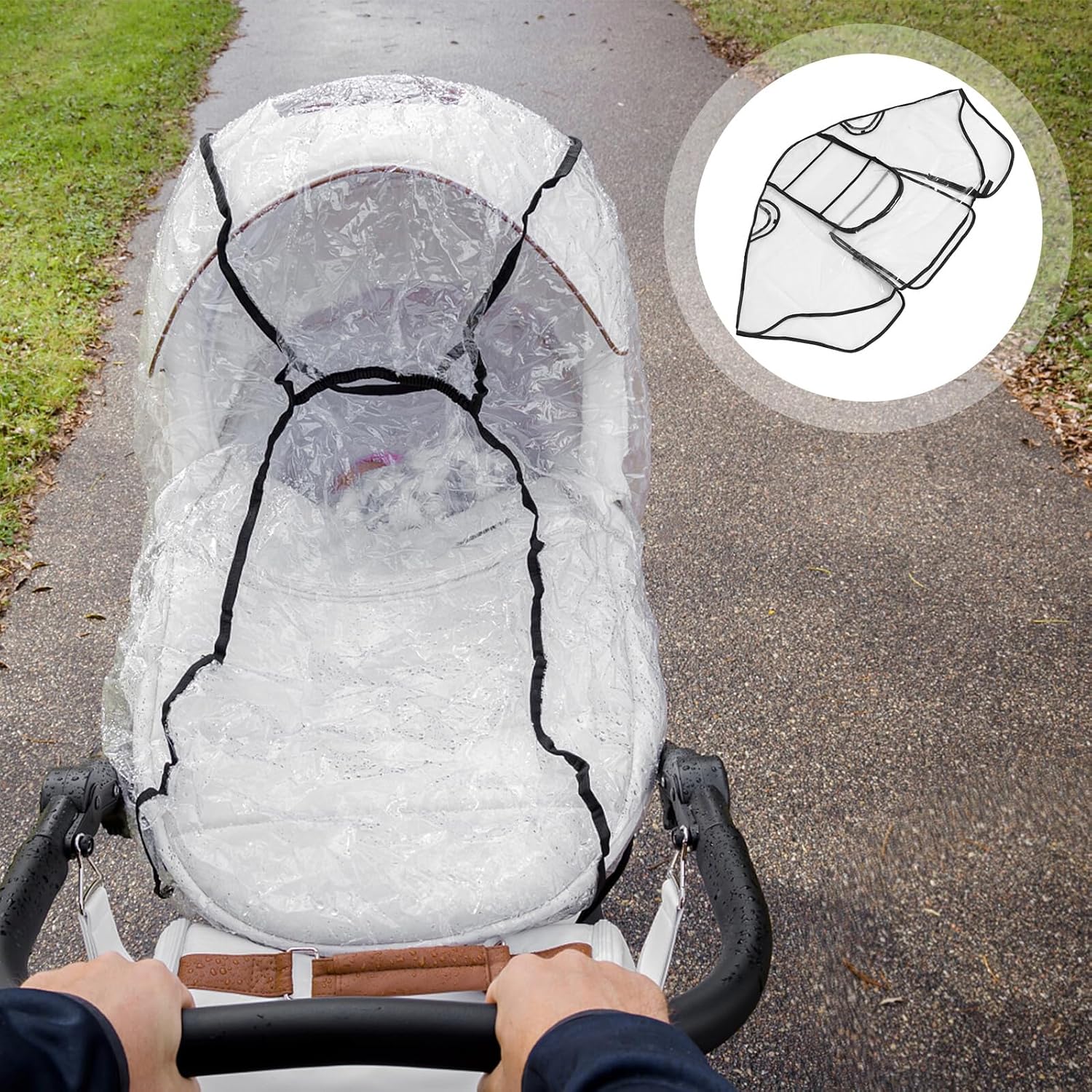 Universal Stroller Rain Cover for Babies, Eva Windproof Protective Shield with Zipper, Dustproof Rainproof Travel Accessory