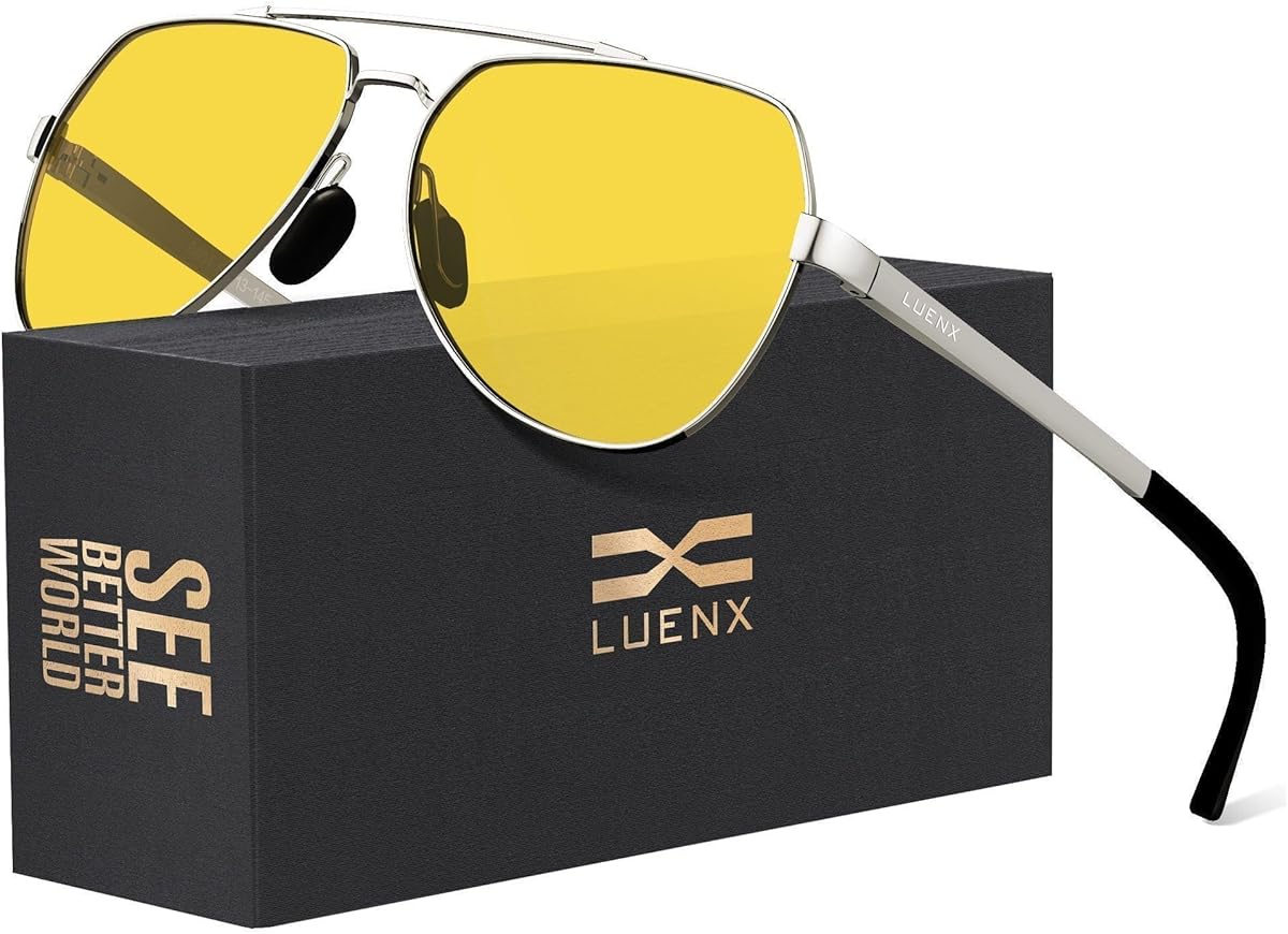 LUENX Aviator Sunglasses for Men Women Polarized New Shades Large Metal Frame - UV 400 Protection