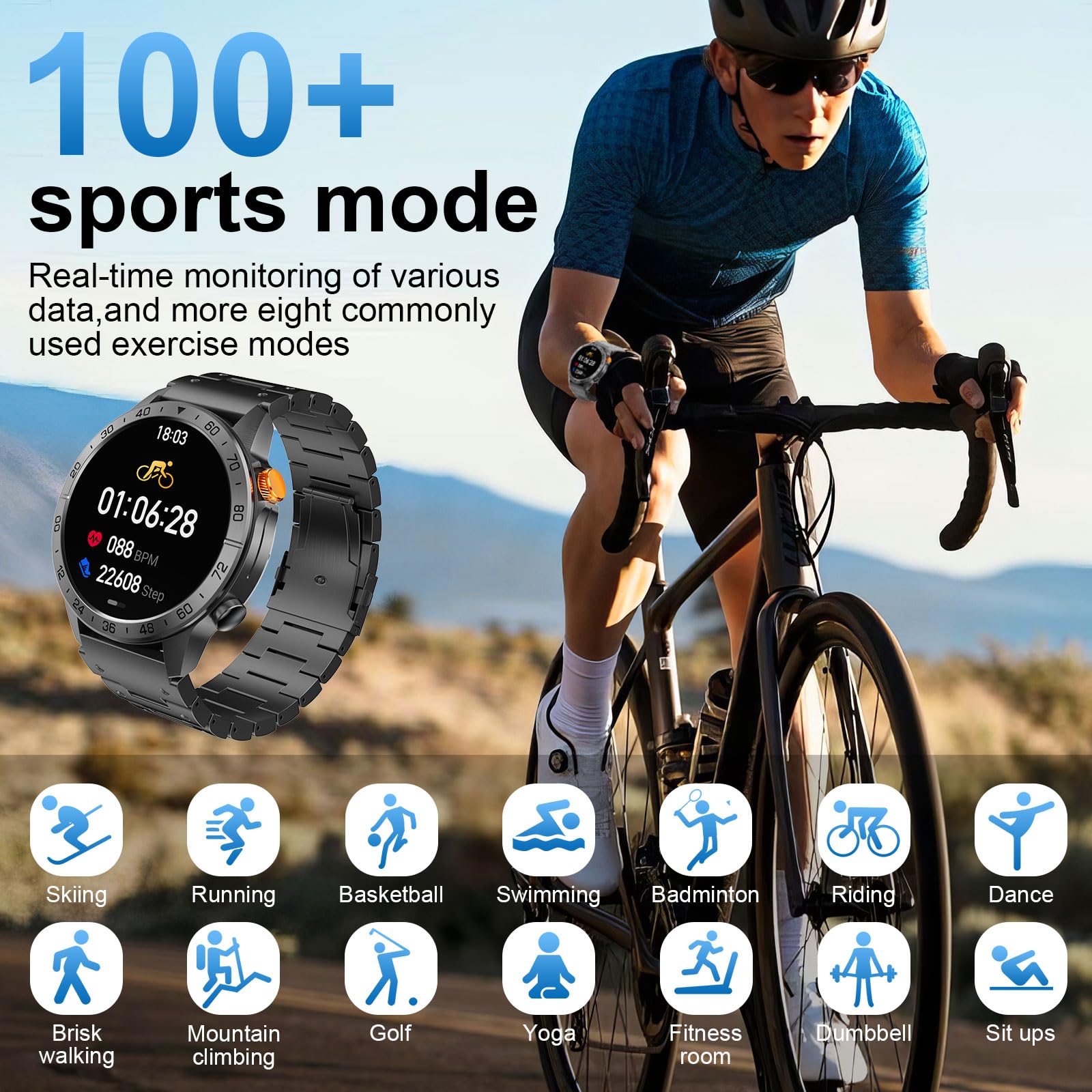2025 Smartwatch Heren met AMOLED Scherm - Altijd Aan Display, Bluetooth