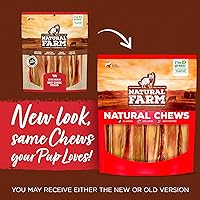 Vista 2 de Natural Farm Palitos masticables de mejilla de buey, 10-12 pulgadas (paquete de 12) - Mejor alternativa a los palitos Bully, 100% mejillas naturales
