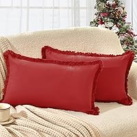 Vista 32 de ZWJD Fundas de Almohada 18x18 Juego de 2 Fundas de Almohada Decorativas Verde Militar con Flecos Algodón Chic Fundas de Cojín Cuadradas para Sofá