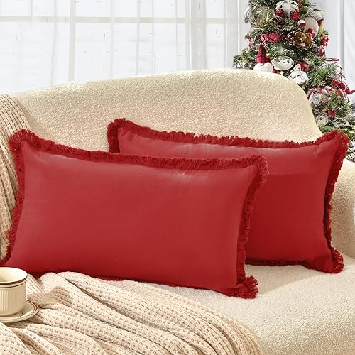 Vista 103 de ZWJD Juego de 2 fundas de almohada de 18 x 18 pulgadas, fundas de almohada blancas con flecos, de algodón, decorativas, cuadradas, para sofá, cama