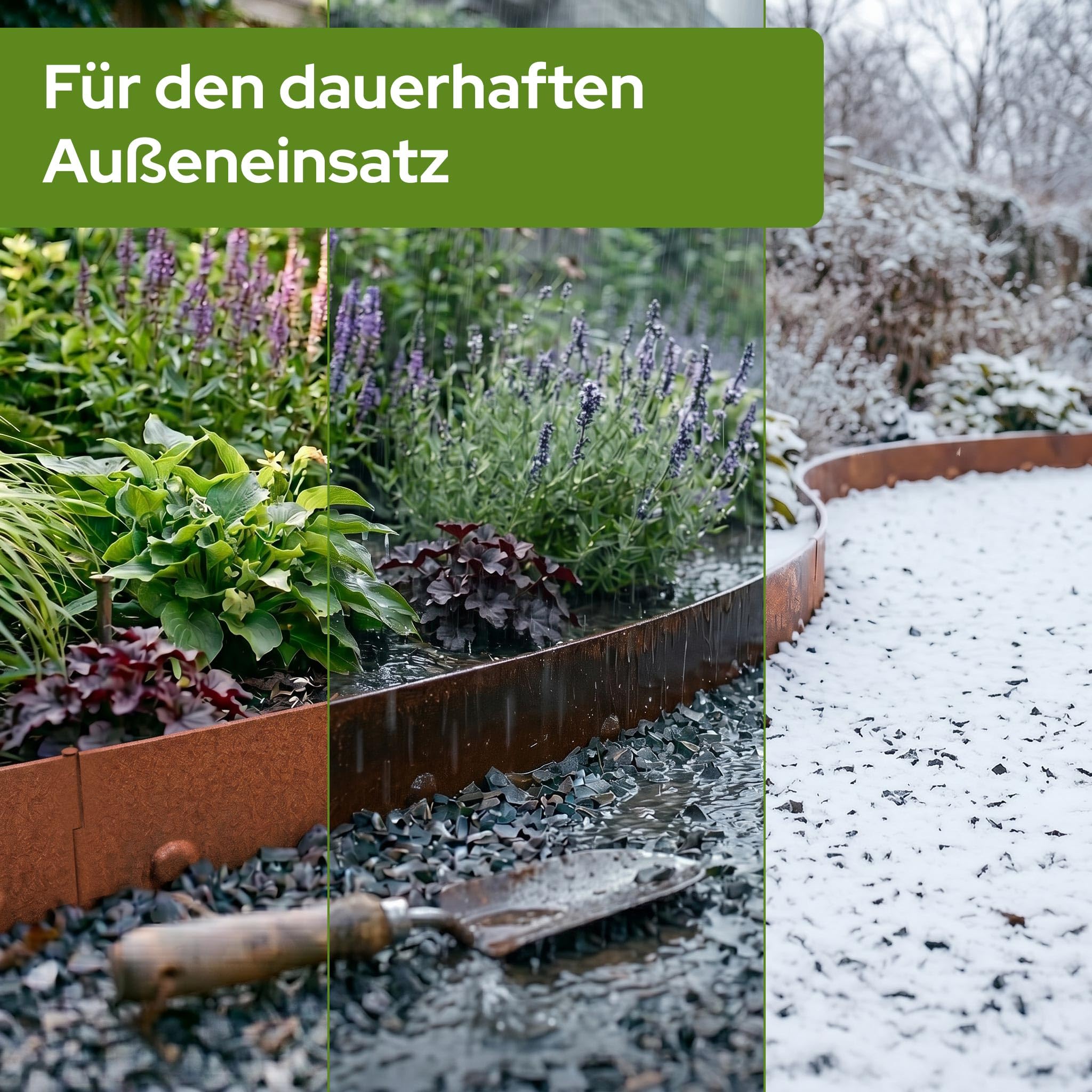 Arebos Cortenstahl Rasenkante 10m Set – Beeteinfassung & Mähkante Metall 10cm hoch, 1,5mm dick | Beetbegrenzung & Rasenbegrenzung Garten | Flexible Rasenkante | wetterfest
