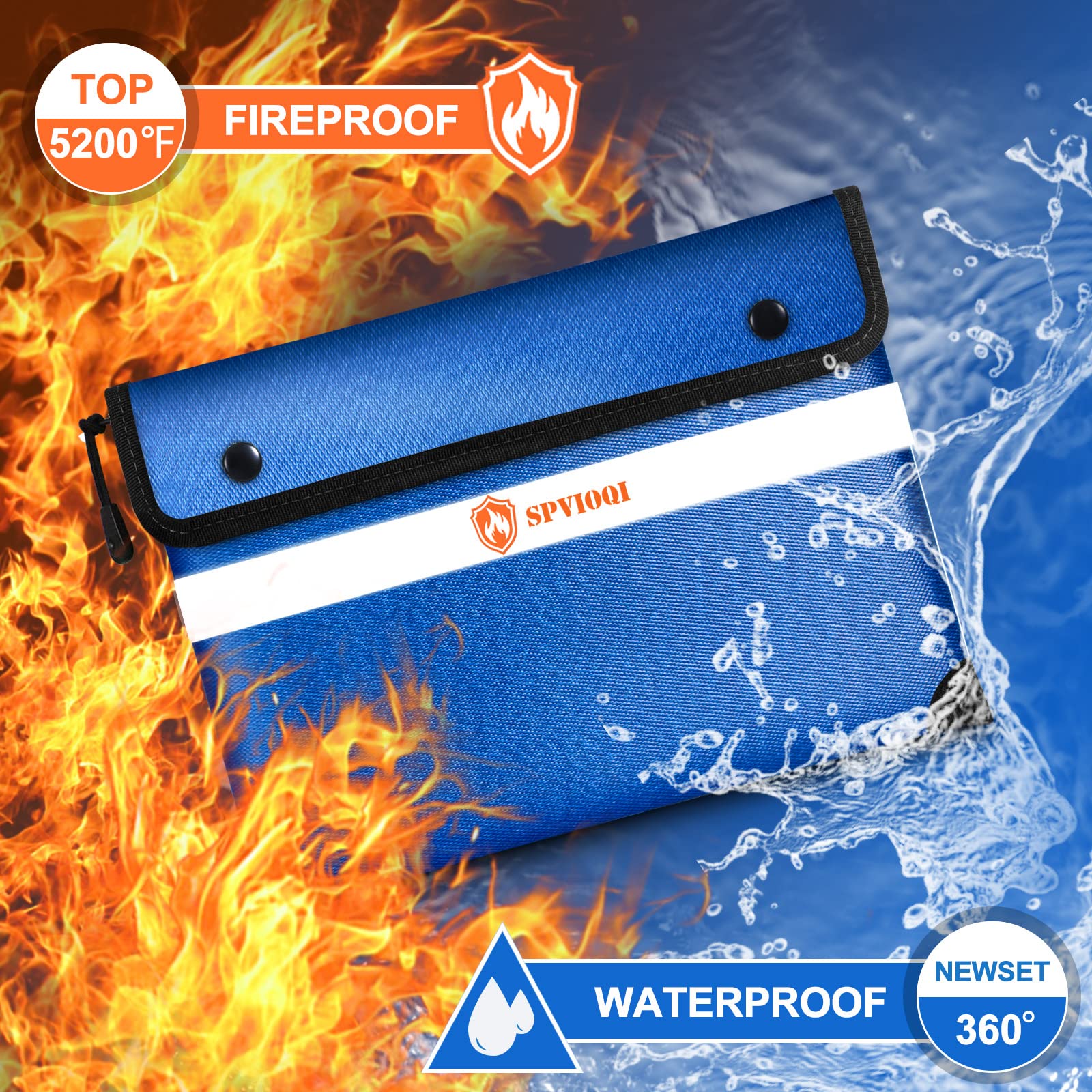 Ulepszona ognioodporna torba na dokumenty – z izolacją cieplną 2870°C, ognioodporna torba na pieniądze 36 cm x 28 cm, 8 warstw funkcjonalnych materiałów, wodoodporna torba ognioodporna z zamkiem