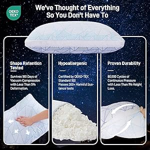 Caelorin Shredded Memory Foam Cooling Soft Bamboo Viscose Pillows King Set of 2, Adjustable Hypoallergenic Hotel Quality Pillows for Back, Stomach or Side Sleeper, Oeko-TEX Certified