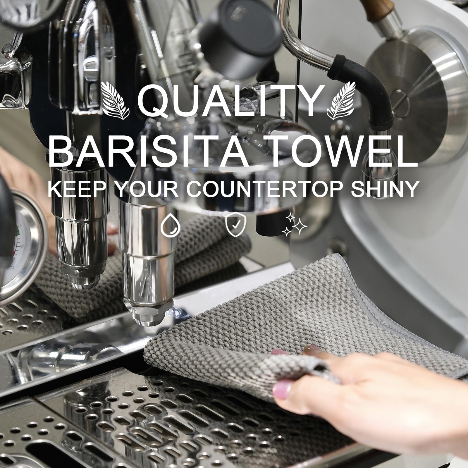 SmoothNovelty Espresso Cleaning Kit - 8 Piece Set With 6 Microfiber Barista Cloths & 2 Brushes For Machines & Countertops - View #5