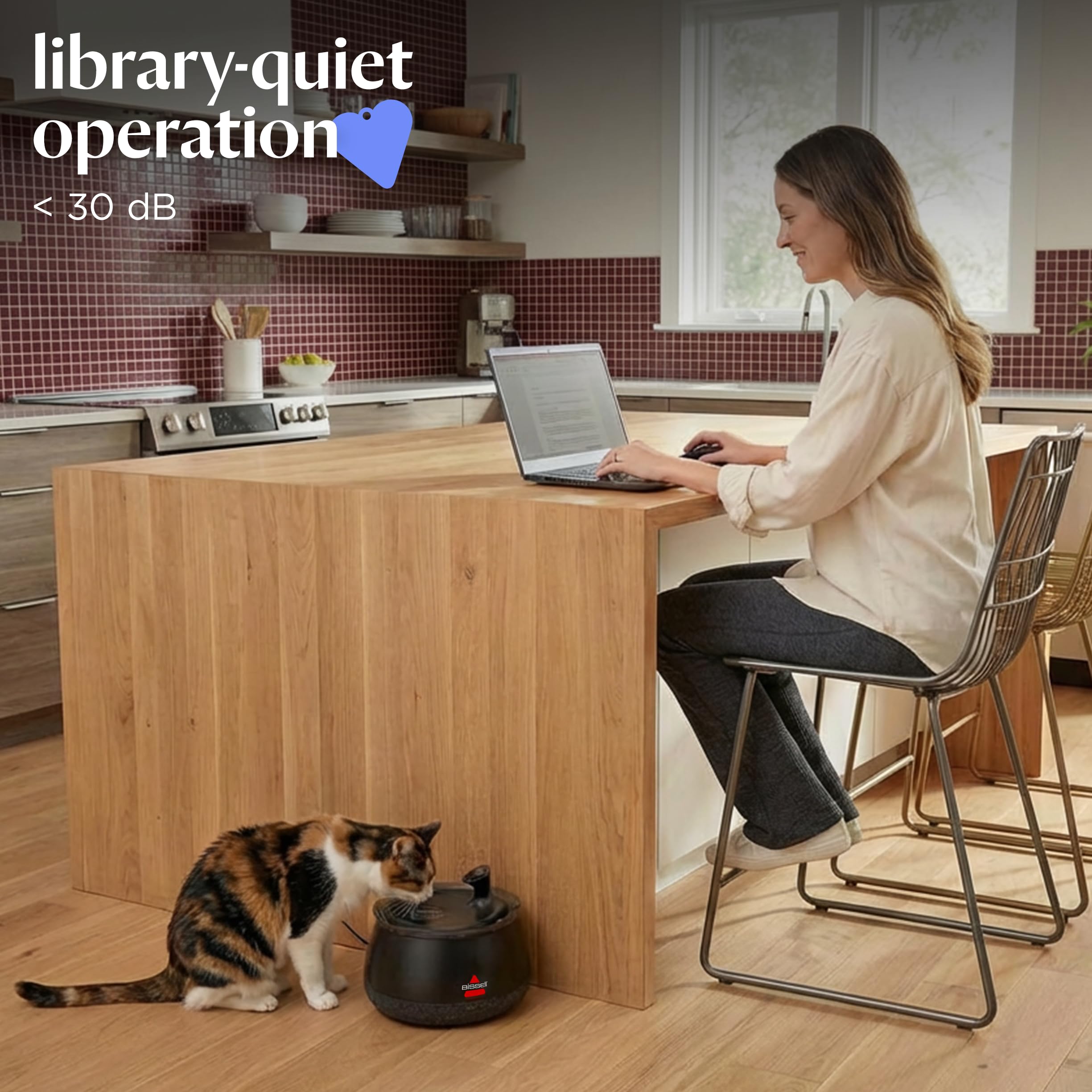 BISSELL HydrateWell - Fuente de agua para gatos, 92 onzas, 4408 | Bomba inalámbrica; tecnología SlimeShield; filtración de 5 capas; funcionamiento ultrasilencioso; dispensación automática