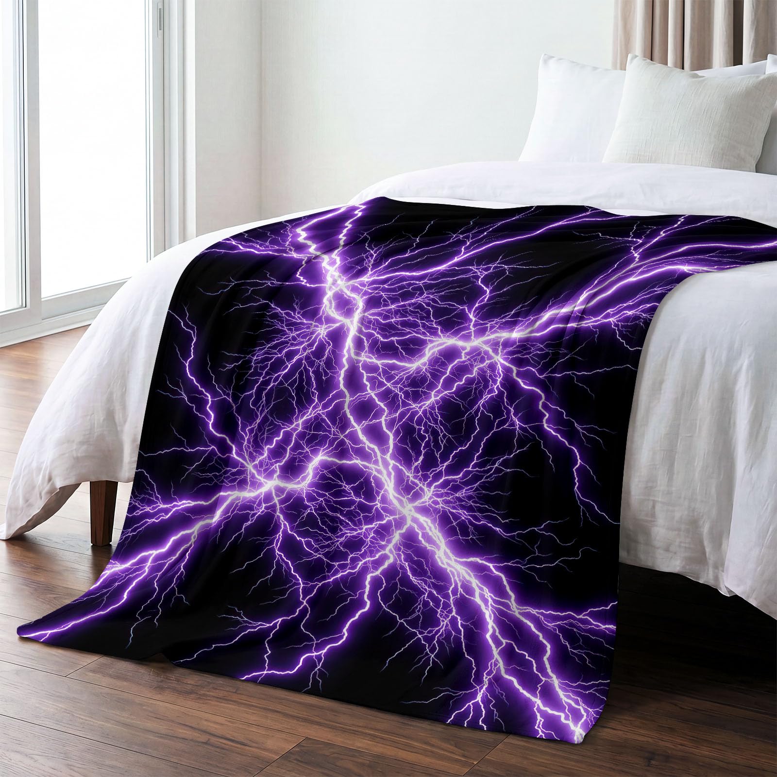 Generisch Natur Violetter Blitz Kuscheldecke 220 x 240 cm überwurfdecke