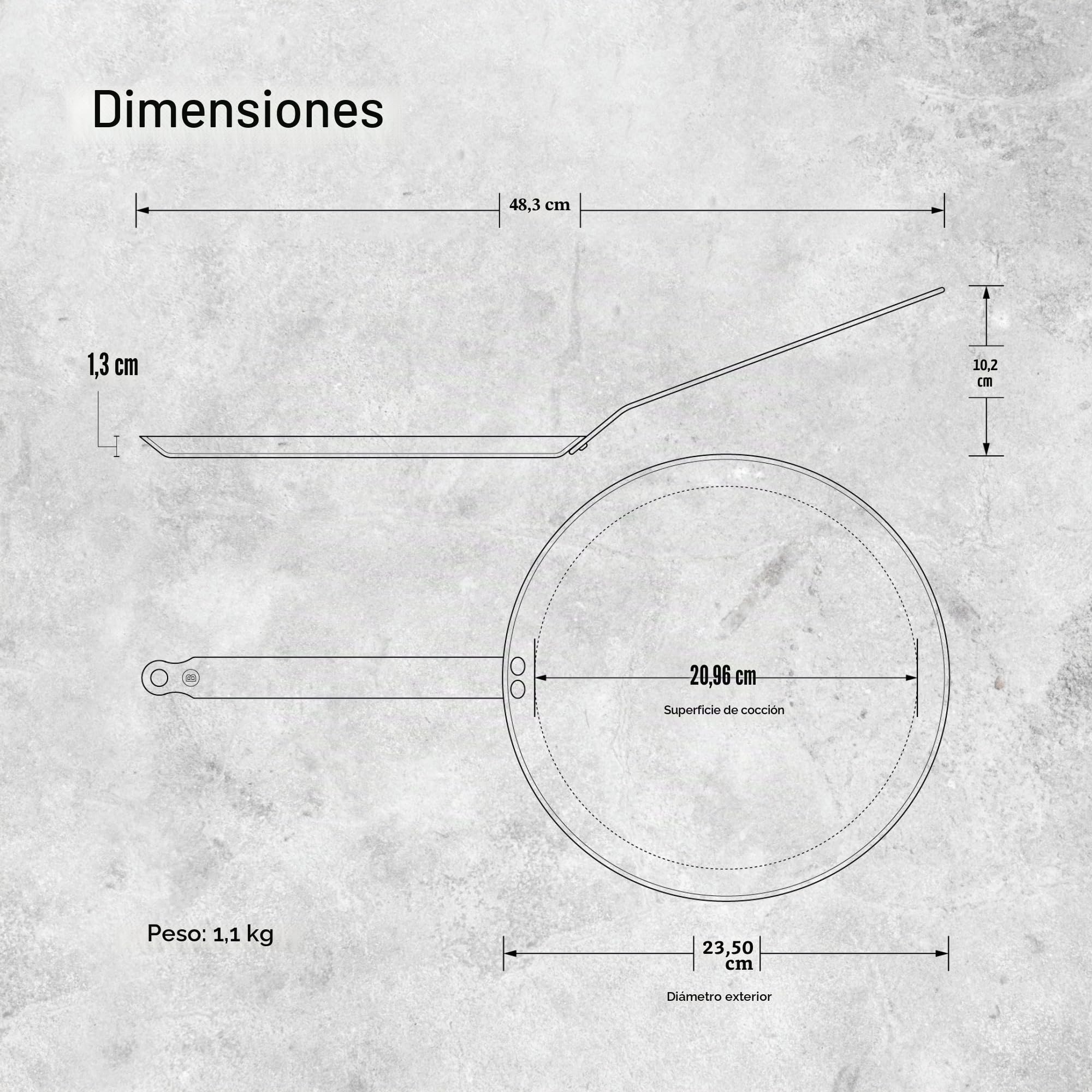 De Buyer, SARTEN DE CREPES,MINERAL B ELEMENT 24CM,Diámetro 24 cm-5615.24