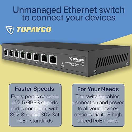 Miniatura 6 de Conmutador de 2.5 GB (8 puertos) PoE++ para red Ethernet - Puertos de 1x90W (802.3bt) 7x30W (802.3at) - Alta velocidad 10M100M1G2.5G Gigabit