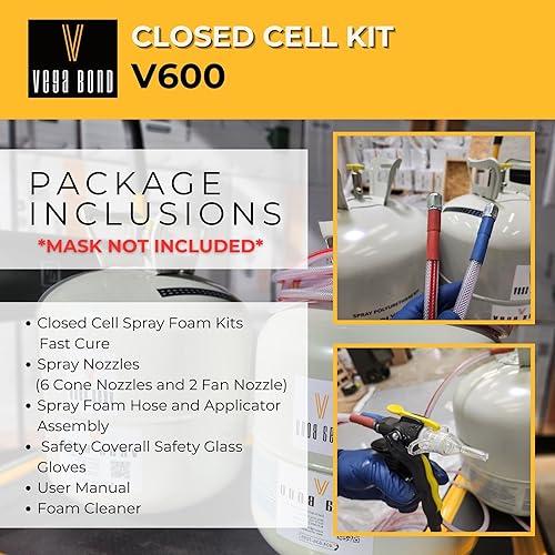 Miniatura 5 de Vega Bond V600 - Kit de aislamiento de espuma de pulverización de celda cerrada. Sellador de espuma de 2 partes 600BF, Blanco