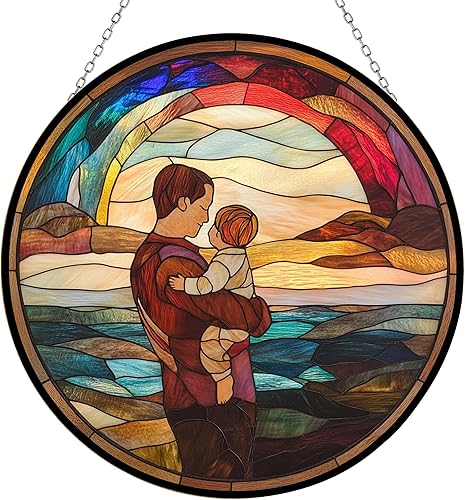 Miniatura 22 de Decoración bohemia personalizada para el día del padre, retro, para picnic, vitral, ventana, colgante, atrapa el sol, Halloween, Haning, decoración