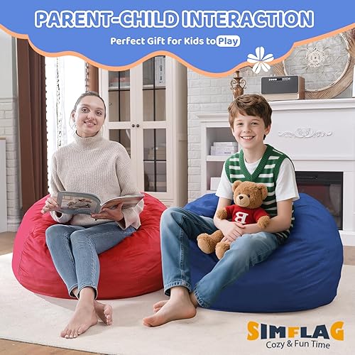 Miniatura 295 de Puf de 5 pies, puf grande con relleno de espuma viscoelástica, sofá puff esponjoso con funda de terciopelo holandés, puf redondo para sala de estar,