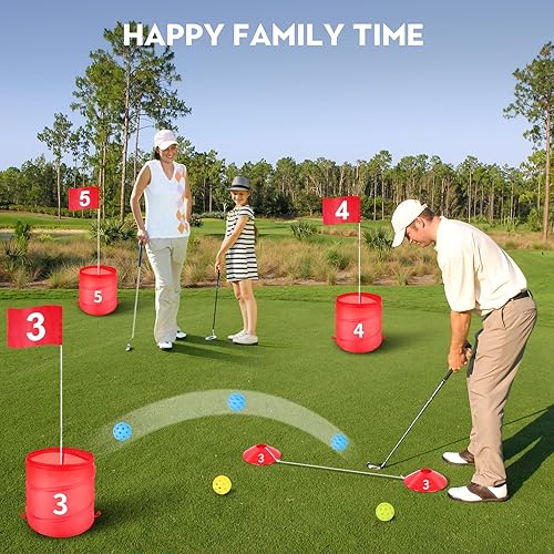 Miniatura 5 de Juego de cubo de golf al aire libre, juguetes de práctica de golf para familia, adultos y niños, campo de golf portátil para patio trasero, césped,