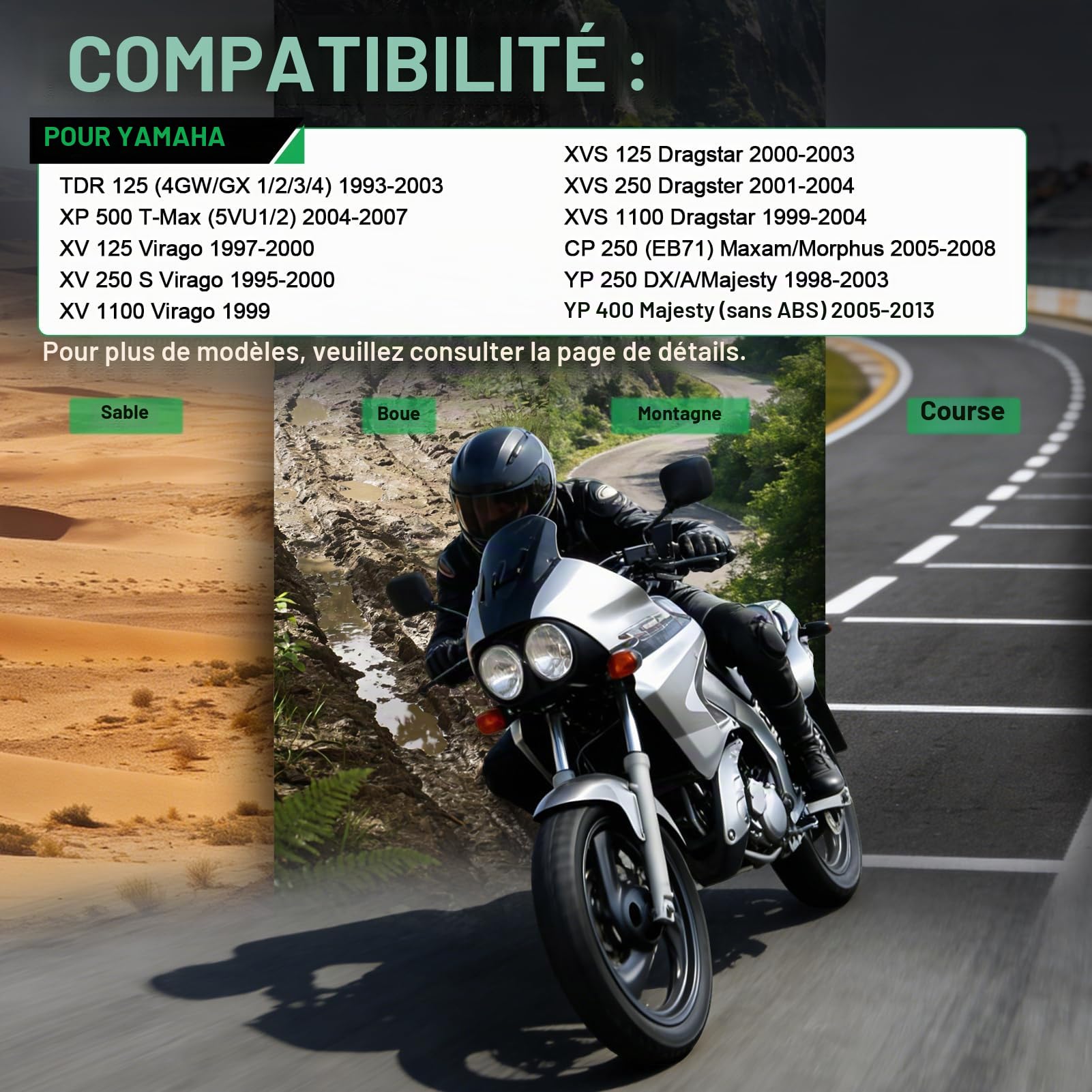 Plaquettes de Frein Avant et Arrière pour Yamaha XP500 XP 500 T-Max Tmax 500 2004-2008 MT-03 660cc 2006-2012 XV 1100 Virago 1999 XVS 1100 Dragstar 1999-2004