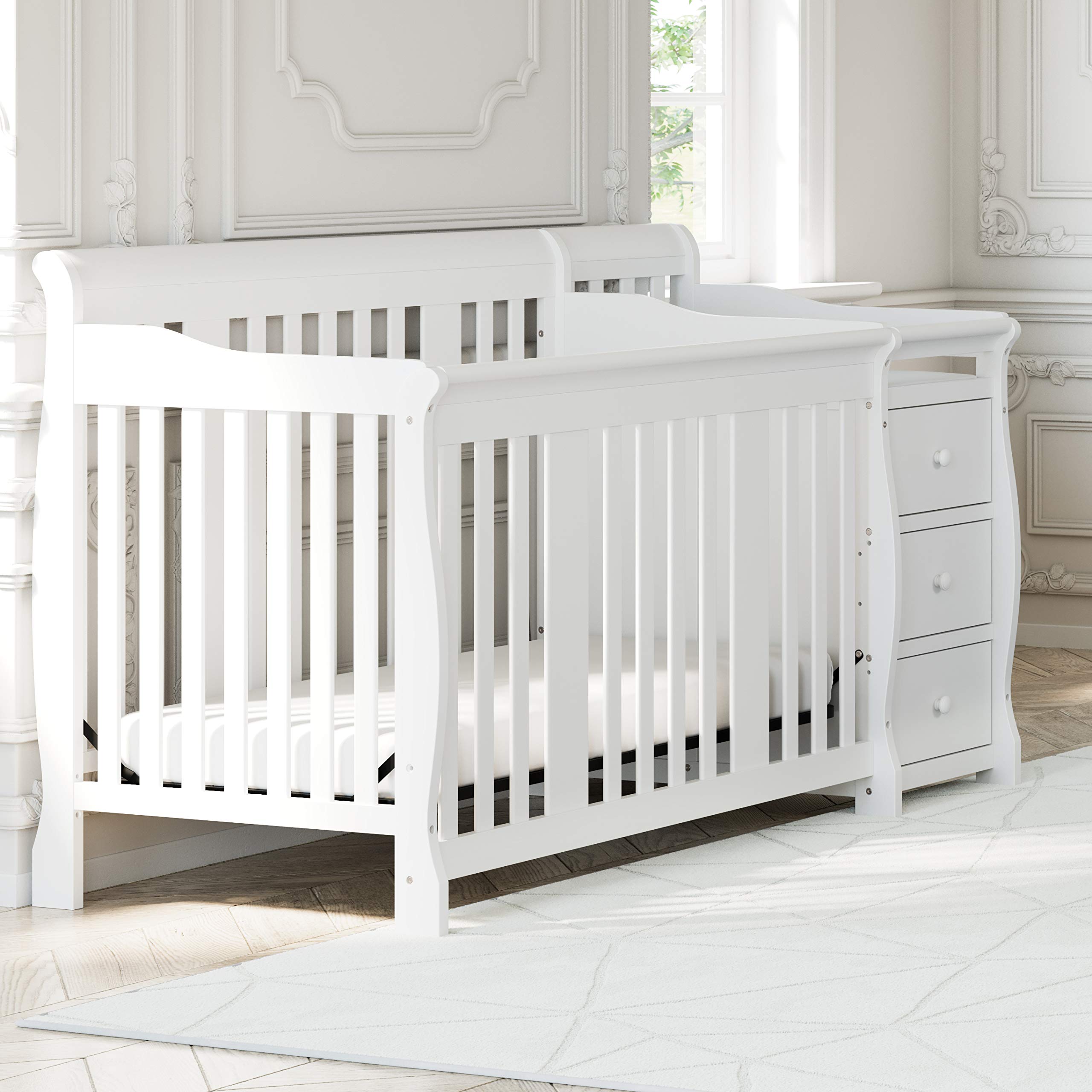 Storkcraft Portofino 4in1 Convertible Crib and Changer (White) Crib