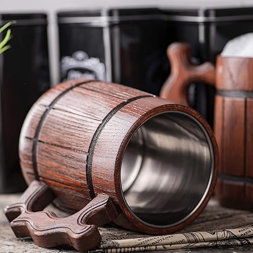 Miniatura 5 de Taza de cerveza Destiny Warlock. Taza de madera personalizada. Taza cilíndrica marrón rústica. Regalo para él. Jarro de cerveza. Perfecto para el