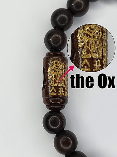 Miniatura 4 de Pulsera budista 1 pieza del zodiaco chino budismo hecho de árbol de azufaifo y tres dijes (energizar, logro, salud) incluidas palabras de Buda