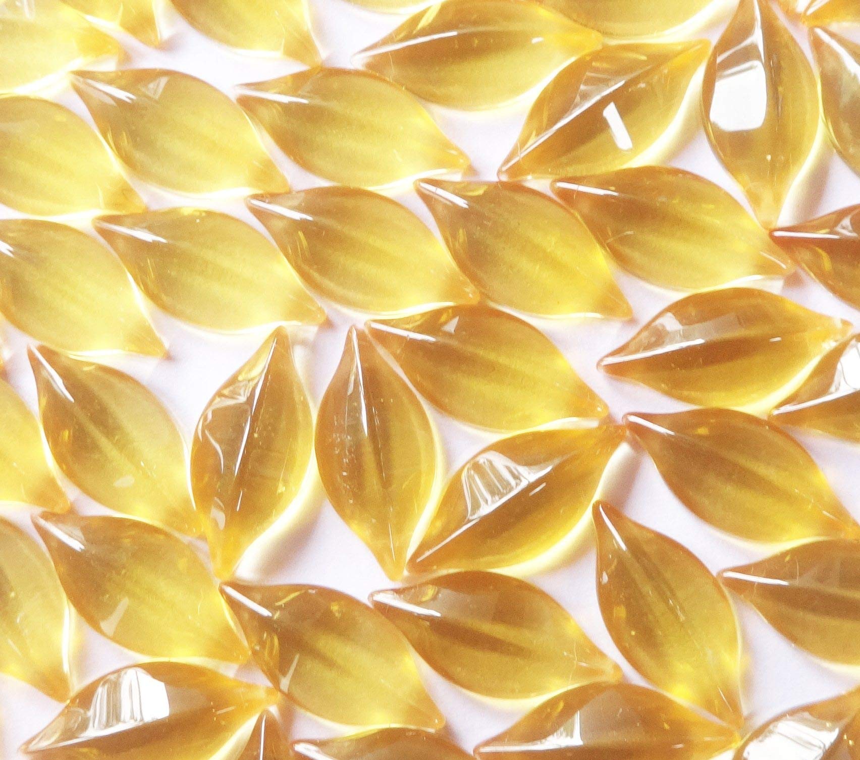 Excel Impex Flat Bottom Petal Shaped Glass Crystals, Glass Pebbles Glass Gems for Decoration, Making Crafts Decor(20mm x 10mm x 4mm Size)- Set of 50 | Golden Yellow