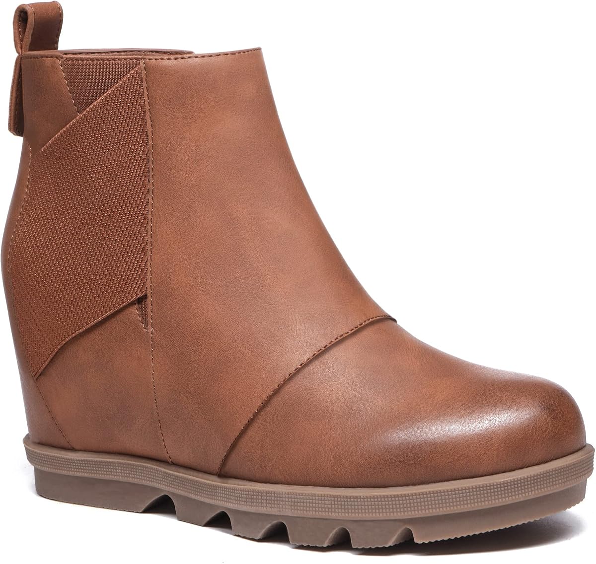 Women's Low Hidden Wedge Short Ankle Bootie | Comfortable Fall Slip On Booties,Round Toe,2.55 inch Low Heels,Non-Slip Outsole,Perfect for Snow,Casual, Daily Walking Office