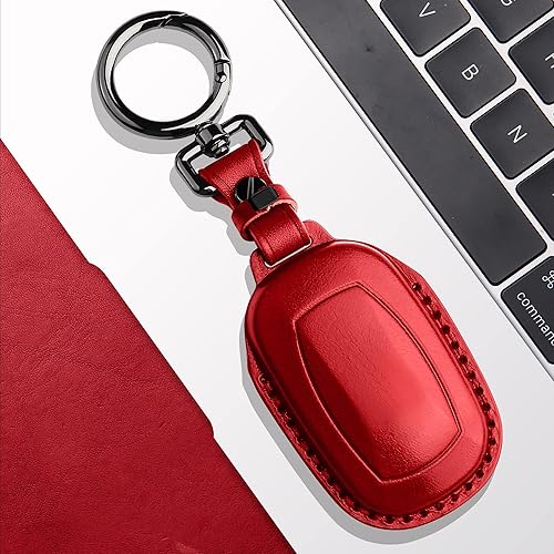 Miniatura 5 de Tukellen Funda de cuero para llavero Honda con llavero compatible con Civic Accord 2022 2023, llave remota inteligente de 5 botones, color rojo