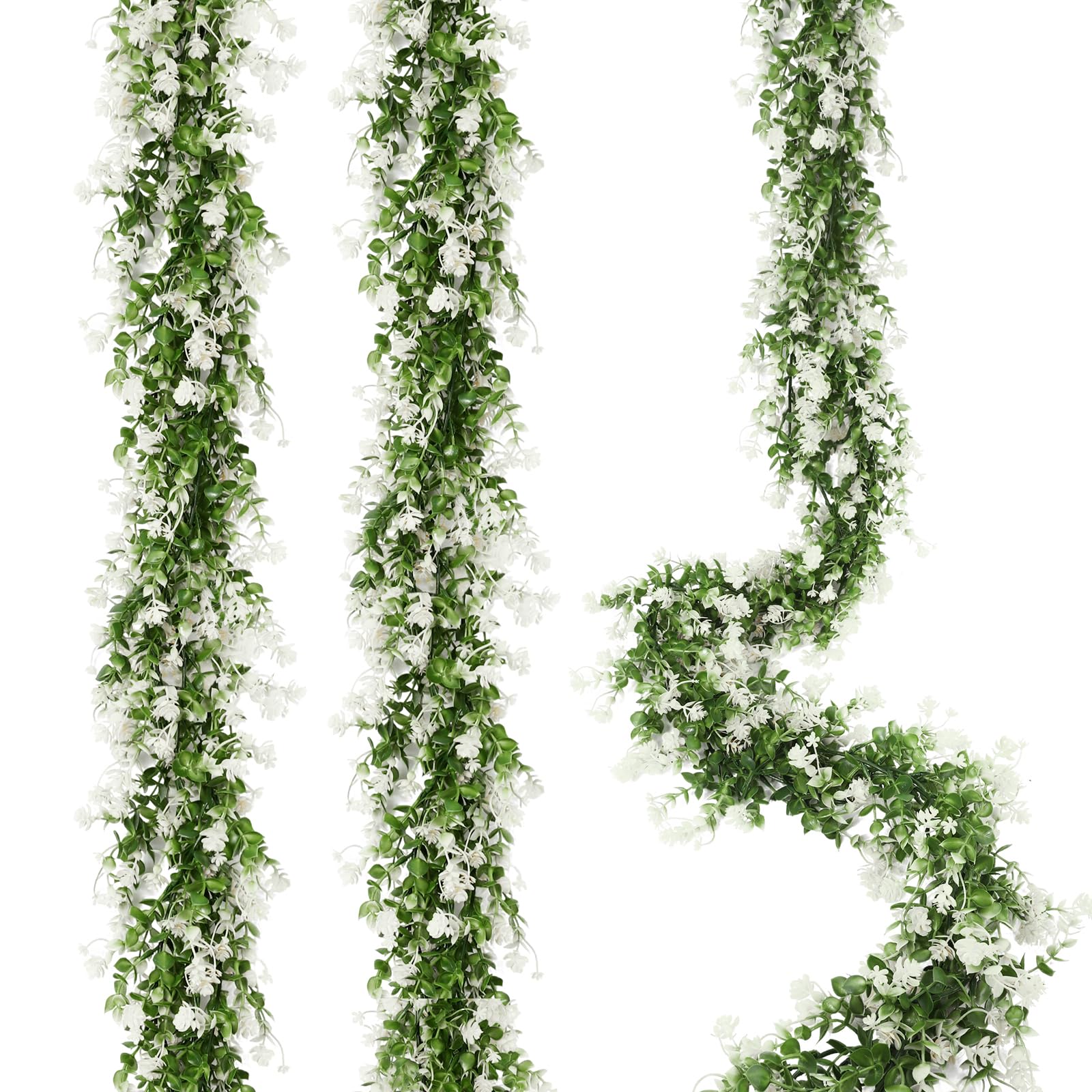 RECUTMS Faux Eucalyptus Garland Plant Fake Vines, Artificial Hanging Eucalyptus Leaves Greenery Vines for Wedding Backdrop Arch Wall Party Home