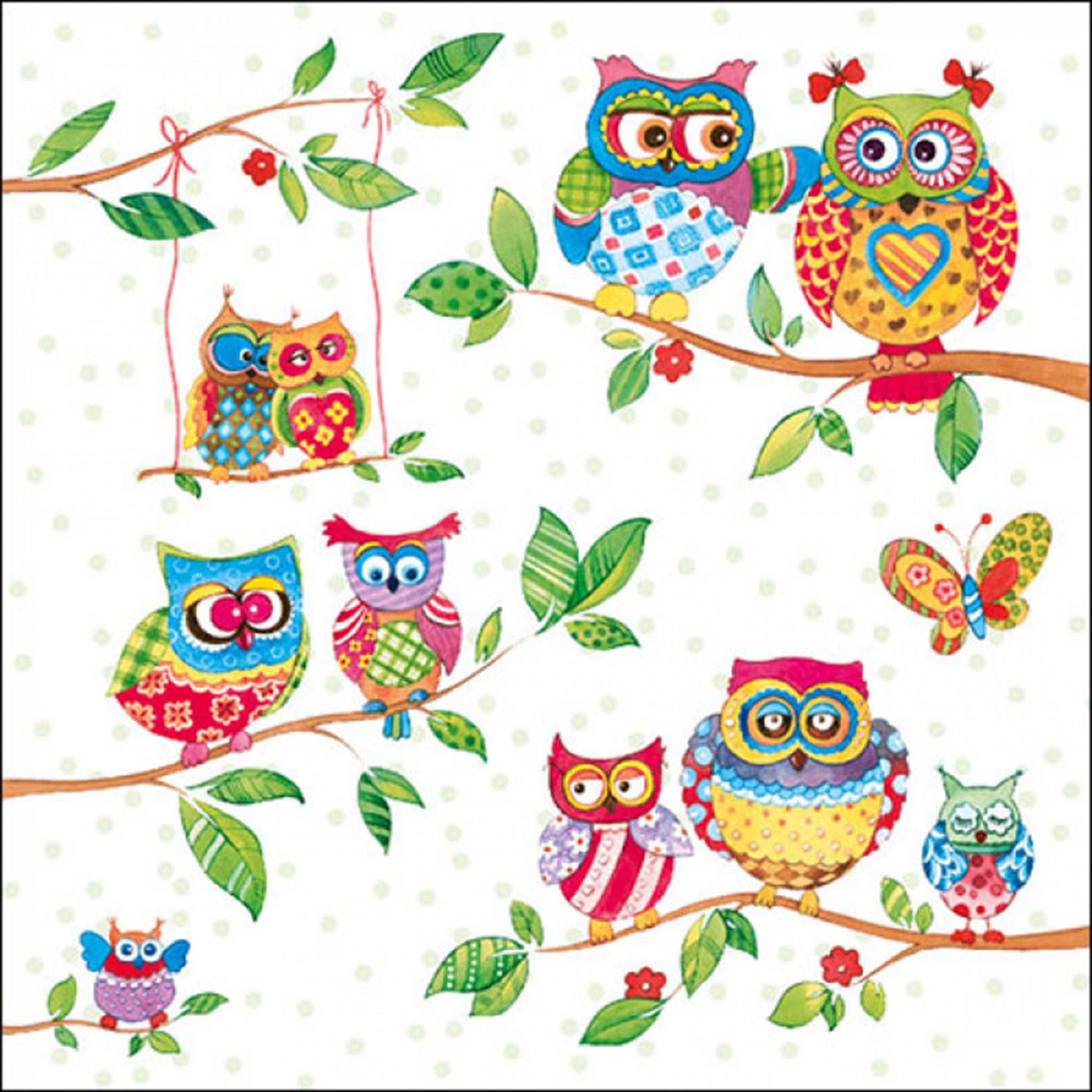Ambiente 3 Ply Paper Napkins, Owls in Summerland