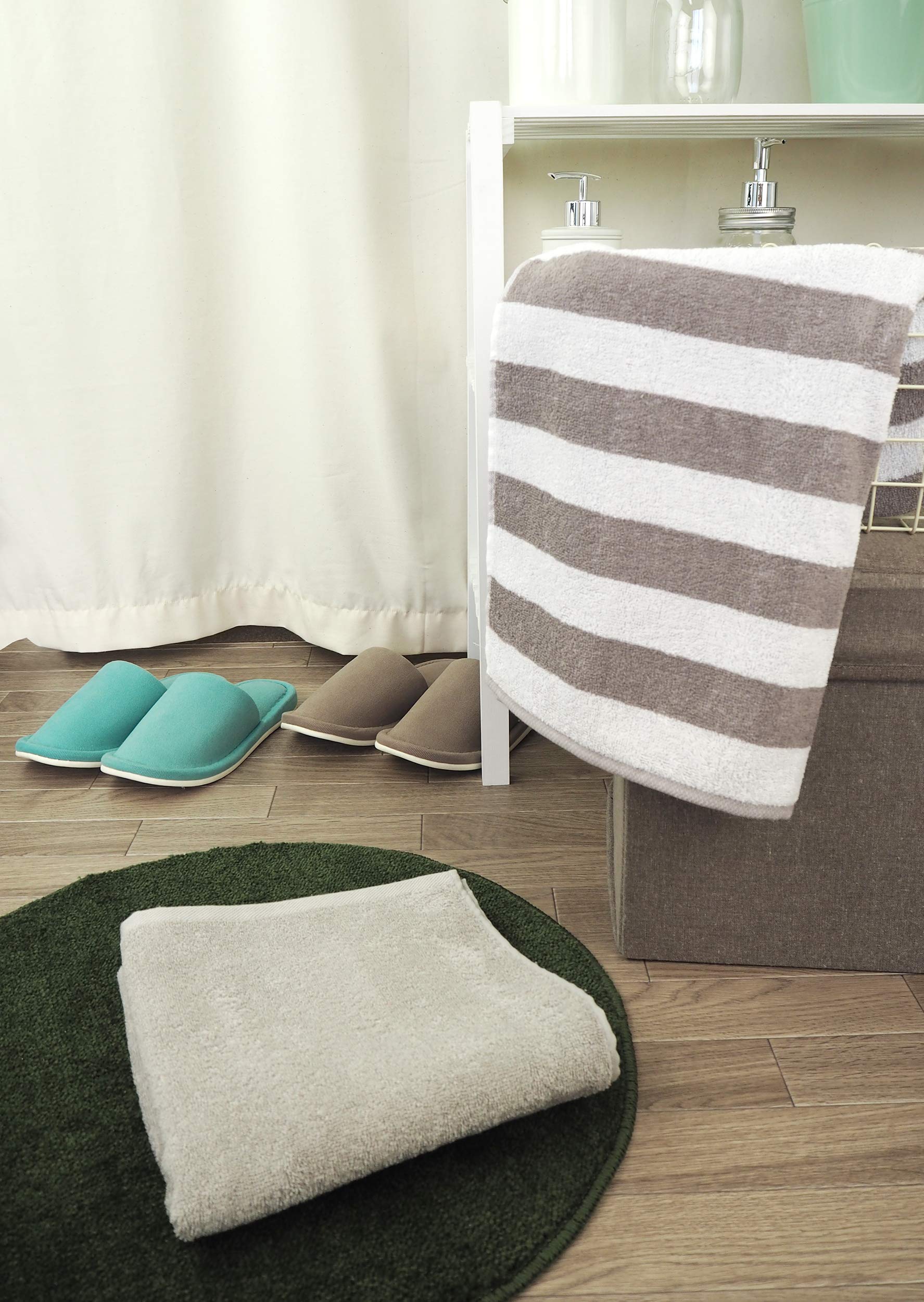 Kosugizen Mini Bath Towel, Border & Color, Set of 2, Gray : Amazon